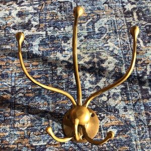 Vintage Brass Coat Hanger Clothing Hat Hook
